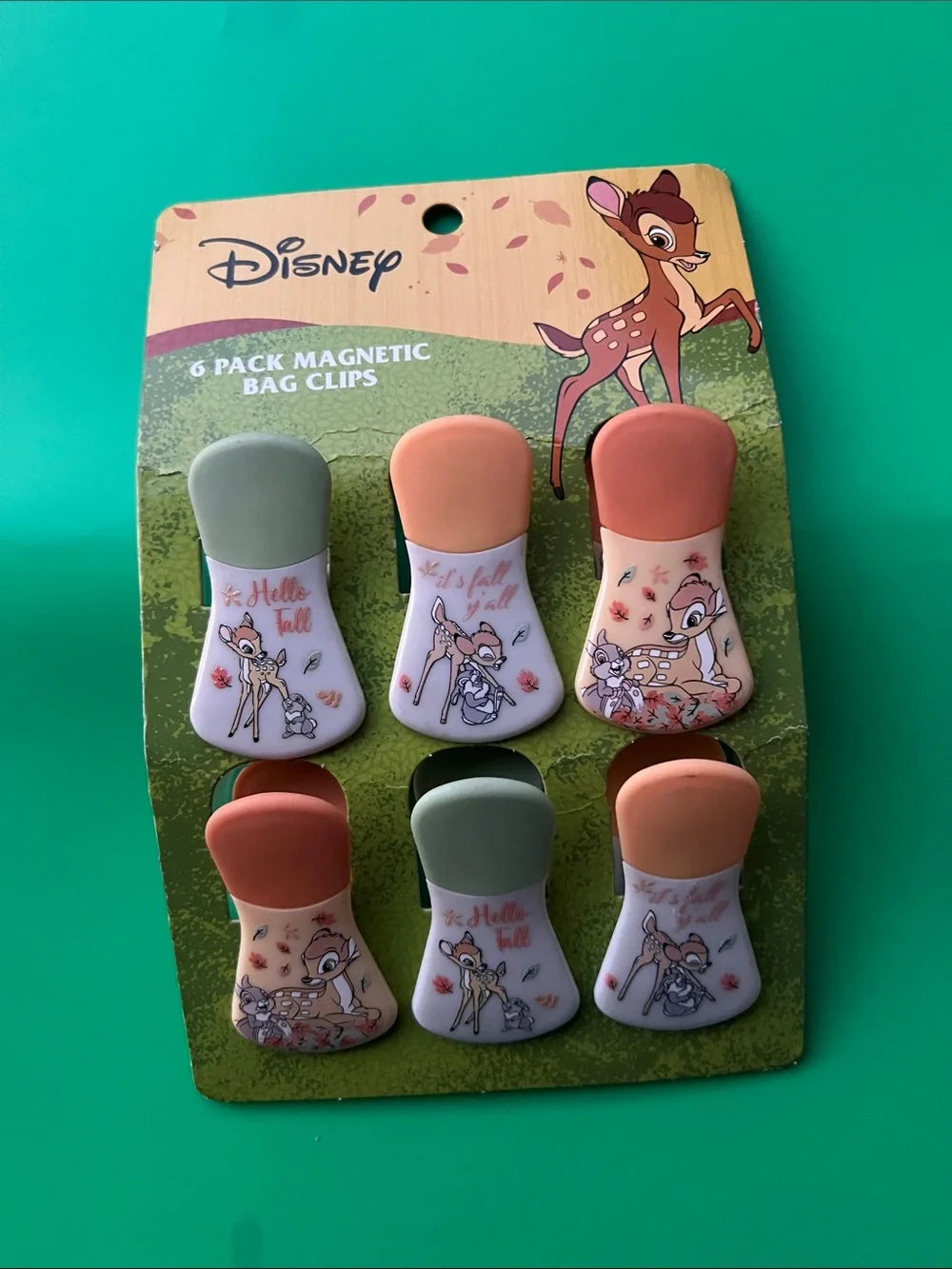 Disney Bambi Magnetic Bag Clips — Green, Peach, Coral